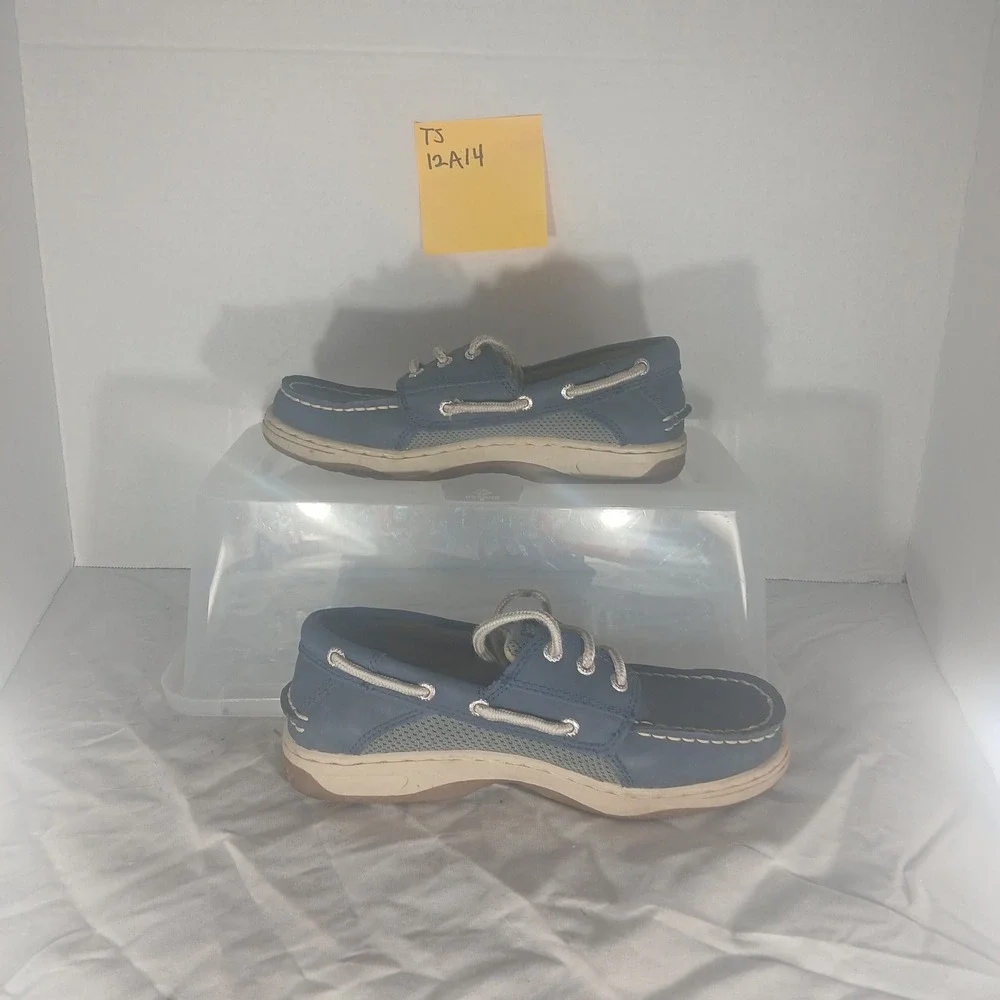 Sperry Billfish Boys Boat Shoes Navy Blue‎ Leather Lace Up Size 2.5 M